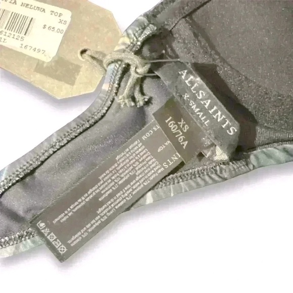 ALL STAINTS Sofia Neluwa Bikini Top in Black Palm Tree Motif NWT Sz. X Small - Picture 10 of 12